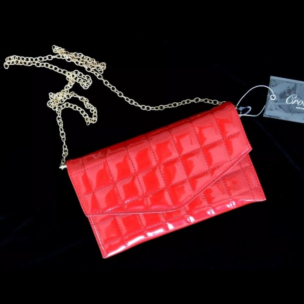 NWT S/M Crossbody Envelope Clutch Bag Patterned Vegan Leather Detachable…